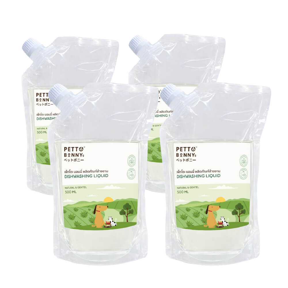 น้ำยาล้างจานสัตว์เลี้ยง PETTO BONNYS สูตรอ่อนโยน 500 มล. ชนิดถุงเติม X4_7